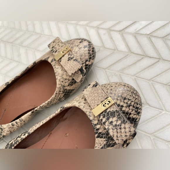 Cole Haan Tali Bow Ballet Flat Snakeskin Embossed Leather Size 6 - Picture 3 of 10